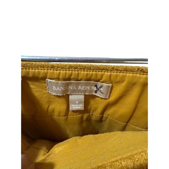 Banana Republic Gold Textured Pencil Skirt With Side Zipper & Front Slit Womens - Picture 3 of 10